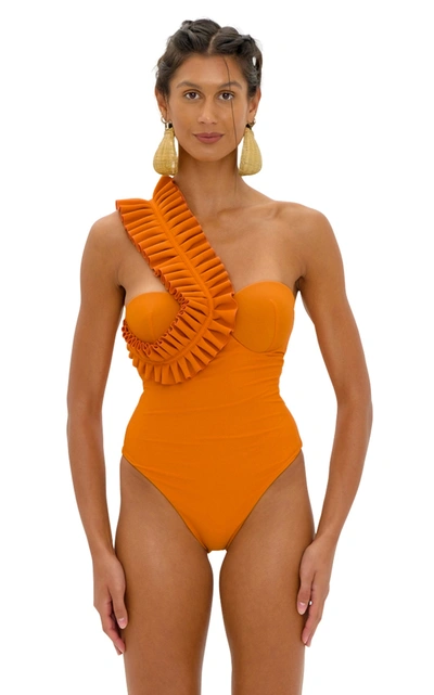 Shop Andrea Iyamah Women's Nisi Ruffled One-piece Swimsuit In Orange