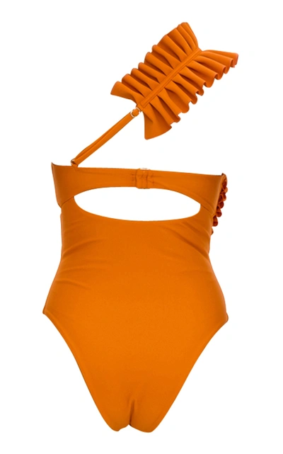 Shop Andrea Iyamah Women's Nisi Ruffled One-piece Swimsuit In Orange