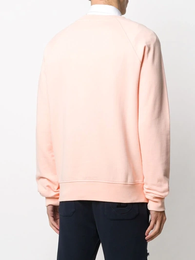 Shop Balmain Logo-print Crew Neck Sweatshirt In Orange