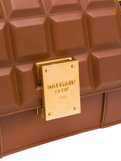 Shop Balmain Chocolat 23 Shoulder Bag In Brown
