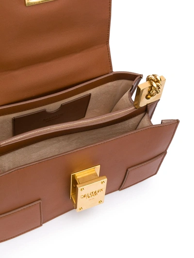Shop Balmain Chocolat 23 Shoulder Bag In Brown