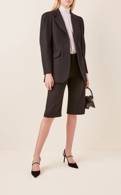 Shop Miu Miu Puff-sleeve Wool Blazer In Black