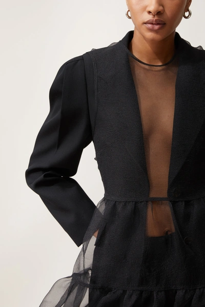 Miu Miu Puff-sleeve Wool Blazer In Black