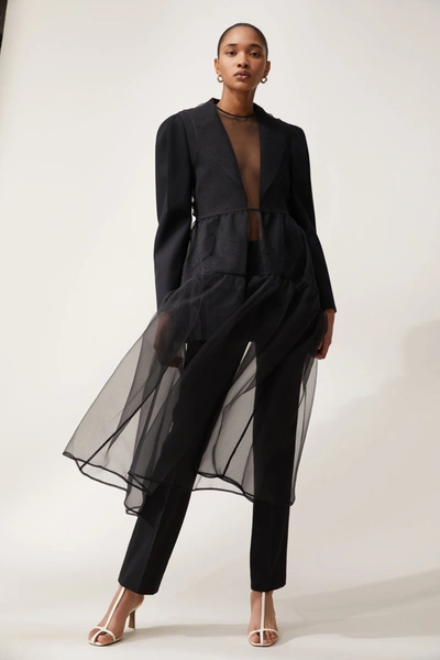 Miu Miu Puff-sleeve Wool Blazer In Black