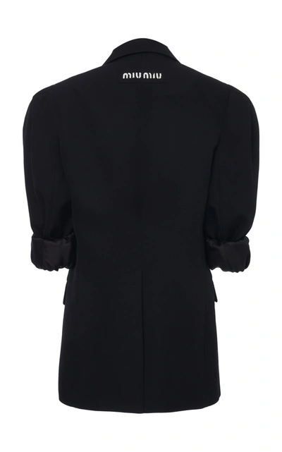 Shop Miu Miu Puff-sleeve Wool Blazer In Black