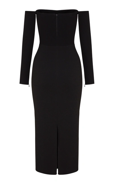 Shop Alex Perry Women's Tate Stretch Crepe Off-the-shoulder Midi Dress In Black