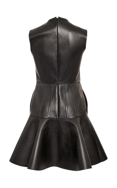 Shop Valentino Leather Mini Dress In Black