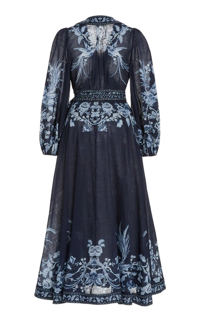 Shop Zimmermann Women's Aliane Floral Cotton Midi Wrap Dress In Blue