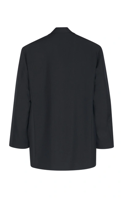 Shop Balenciaga Logo-embroidered Boxy Twill Blazer In Black