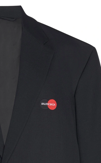 Shop Balenciaga Logo-embroidered Boxy Twill Blazer In Black