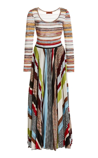 Shop Missoni Striped Crochet-knit Maxi Dress In Multi