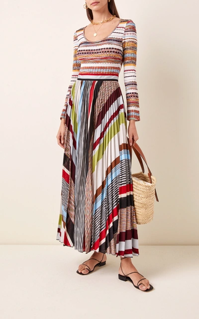 Shop Missoni Striped Crochet-knit Maxi Dress In Multi