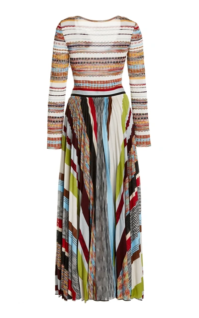 Shop Missoni Striped Crochet-knit Maxi Dress In Multi