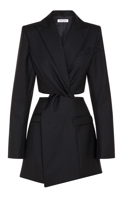 Shop Anna Quan Chiara Cutout Wool Mini Dress In Black