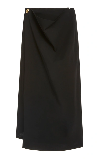 Shop Bottega Veneta Women's Wrap-detailed Wool Skirt In Black