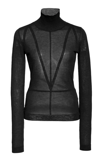 Shop Altuzarra Reiko Sheer Knit Turtleneck Sweater In Black