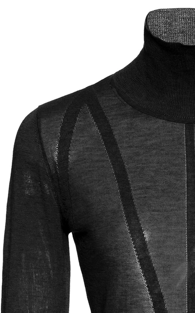 Shop Altuzarra Reiko Sheer Knit Turtleneck Sweater In Black