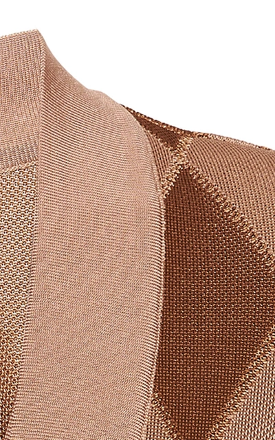 Shop Balmain Argyle Intarsia-knit Mini Dress In Neutral