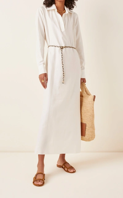 Shop Giuliva Heritage Collection The Antonine Cotton And Cashmere-blend Maxi Dress In White