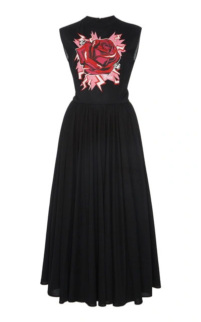 Shop Prada Sleeveless Pleated Dress In Black