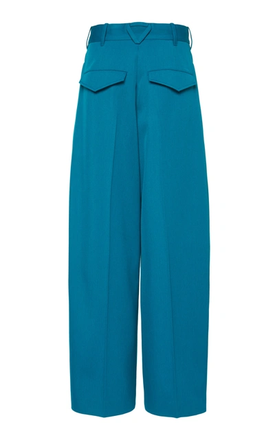 Shop Bottega Veneta Women's Pleated Gabardine Wide-leg Pants In Green