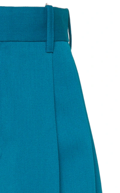 Shop Bottega Veneta Women's Pleated Gabardine Wide-leg Pants In Green