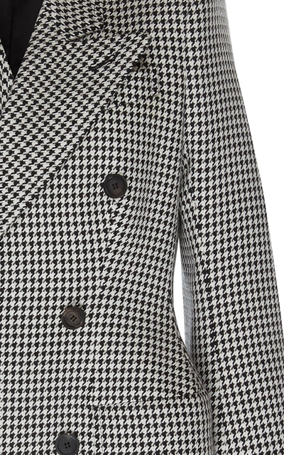 Shop Balenciaga Houndstooth Double-breasted Wool Blazer In Black/white