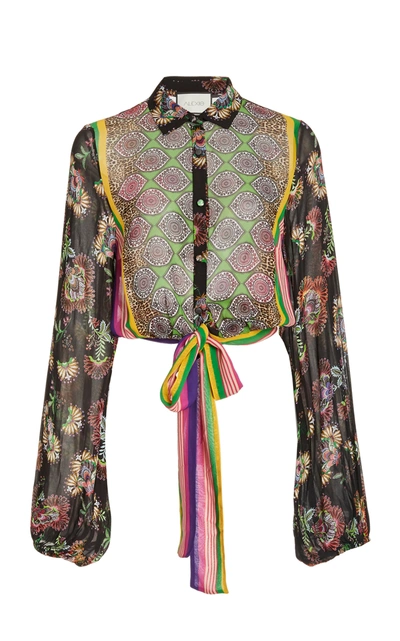Shop Alexis Betony Tie-detailed Printed Chiffon Blouse In Black