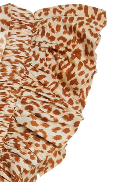 Shop Ulla Johnson Viola Asymmetric Tiered Silk Dress In Animal