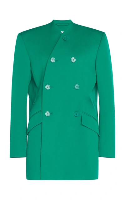 Shop Balenciaga Dynasty Stretch-twill Double-breasted Blazer In Green