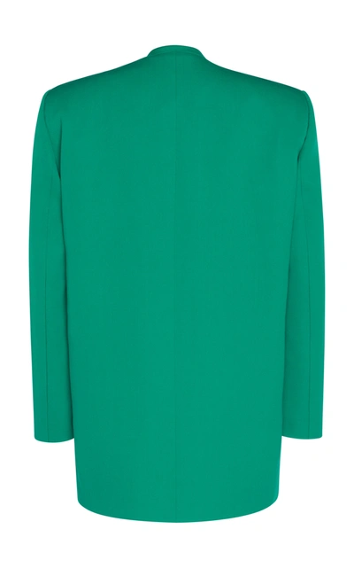 Shop Balenciaga Dynasty Stretch-twill Double-breasted Blazer In Green