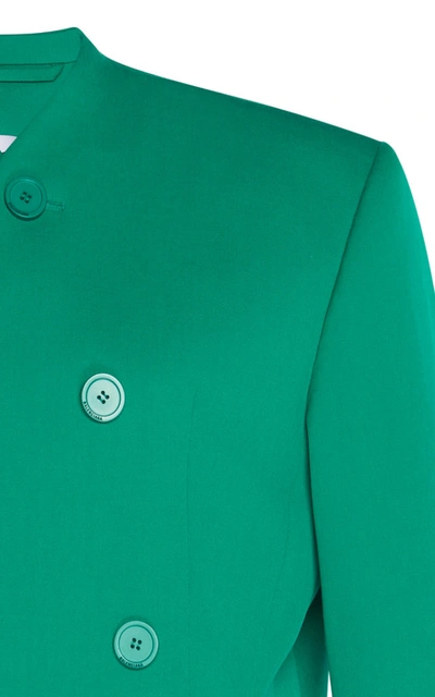 Shop Balenciaga Dynasty Stretch-twill Double-breasted Blazer In Green