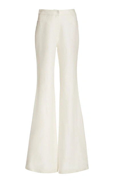 Shop Alexis Women's Emerson Linen Flared Pants In White,orange