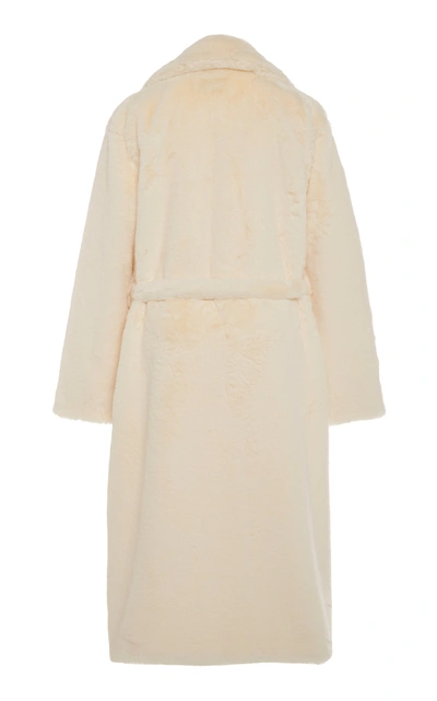 Shop Apparis Mona Belted Faux Fur Coat In White