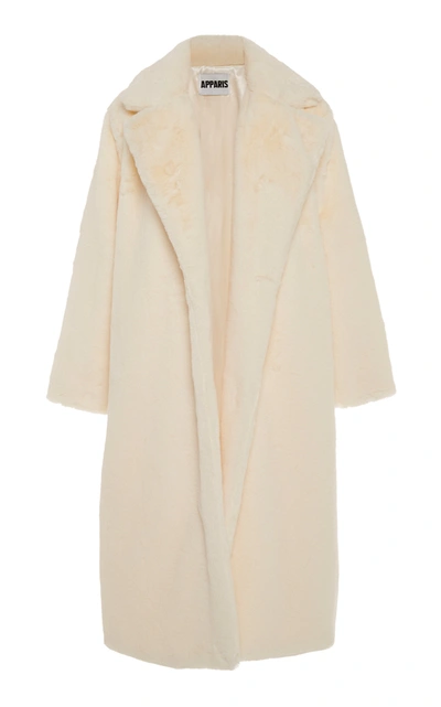 Shop Apparis Mona Belted Faux Fur Coat In White