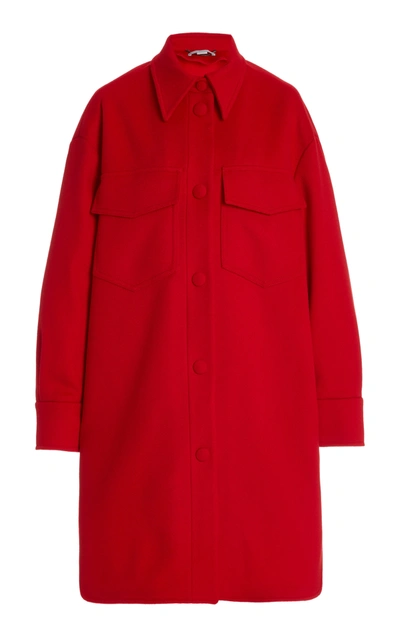Shop Stella Mccartney Kerry Oversized Wool Shirt In Red