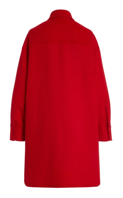 Shop Stella Mccartney Kerry Oversized Wool Shirt In Red