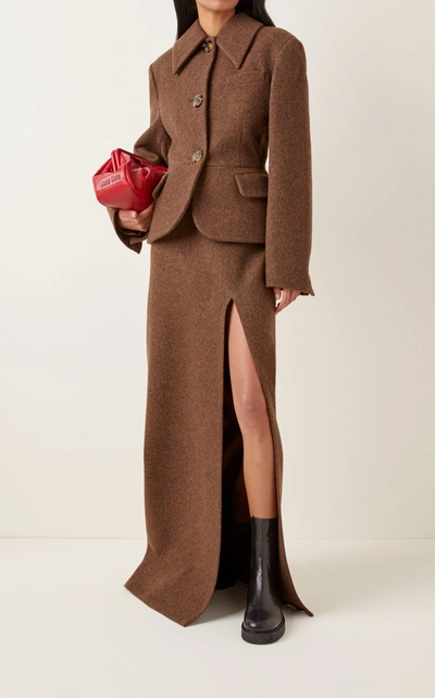 Miu Miu Single-breasted Fitted Jacket In Neutral