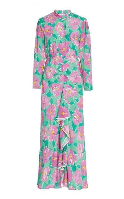Shop Rixo London Women's Cherie Ruffled Floral Silk Maxi Dress