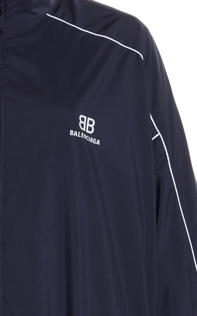 Shop Balenciaga Women's Zip-up Shell Windbreaker Jacket In Navy