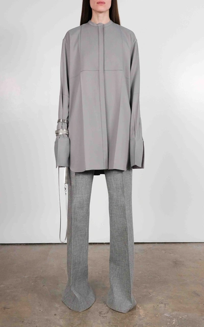 Shop Peter Do Oversized Crepe Top In Grey