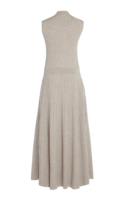 Shop Loulou Studio Arborea Button-embellished Ribbed Merino Wool Maxi Dress In Neutral