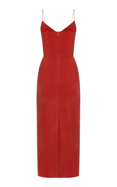 Shop Aleksandre Akhalkatsishvili Ruched Cupro Midi Dress In Red