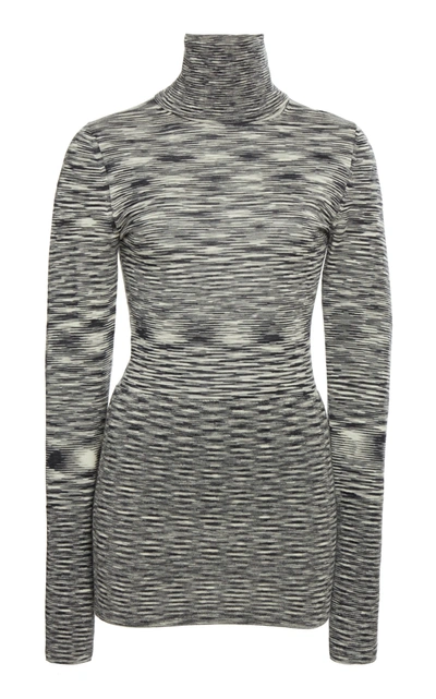 Shop Joseph Women's Space-dyed Wool Turtleneck Top In Black/white