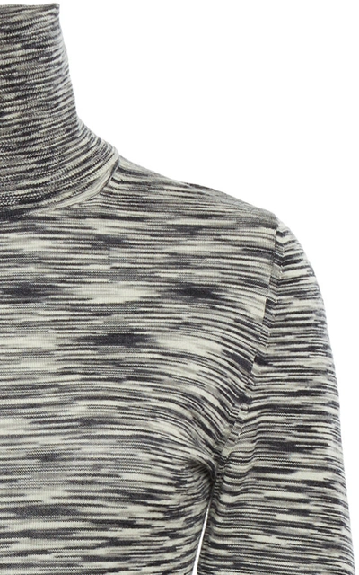 Shop Joseph Women's Space-dyed Wool Turtleneck Top In Black/white