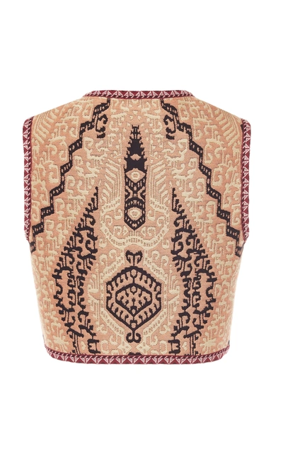 Shop Etro Cropped Jacquard Vest In Brown