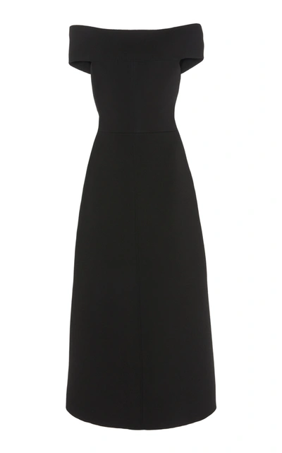 Shop Victoria Beckham Off-the-shoulder Midi Dress In Black