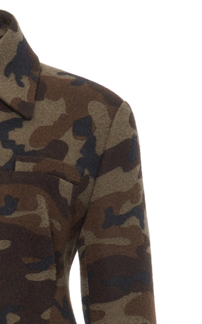 Shop Miu Miu Long Camouflage Overcoat In Print