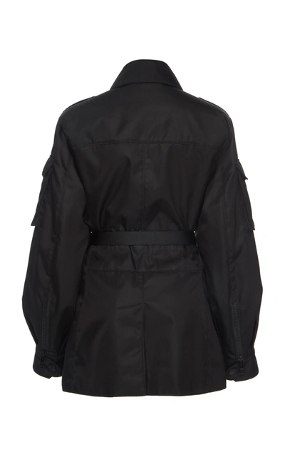 Shop Prada Belted Shell Military Jacket In Black