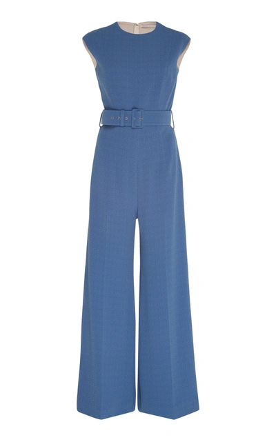 Shop Emilia Wickstead Belted Crepe Jumpsuit In Blue